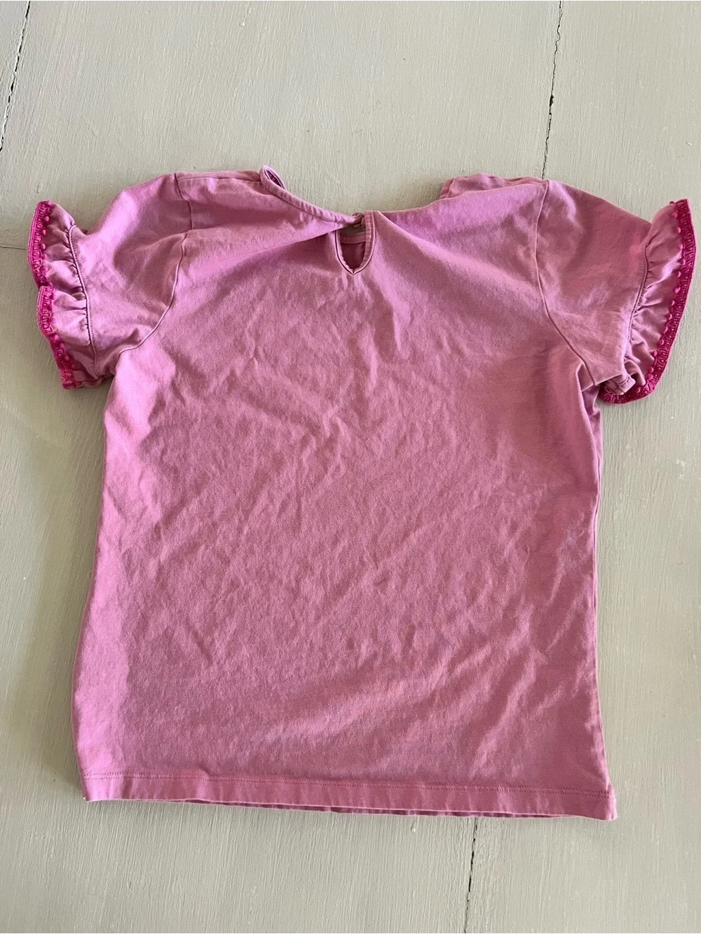 Mini Boden Girls Pink Ruffle Sleeve Tee Short Sleeve Shirt Cute Summer Top 13/14